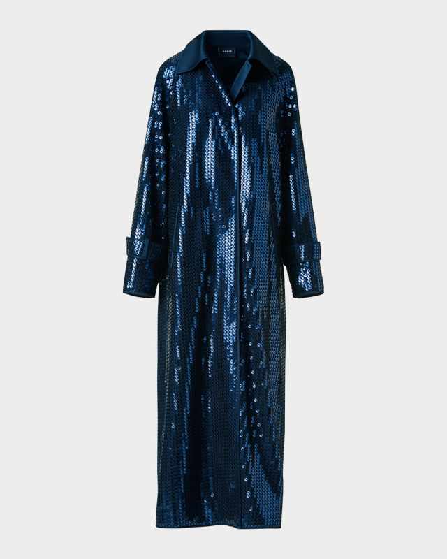 Estelle Sequined Chiffon Maxi Coat